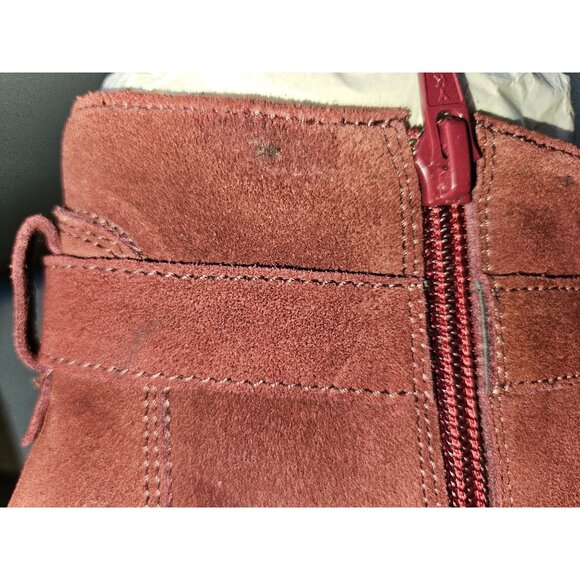 2/$35-Stitch Fix Diba Sleek Suede Bootie Stacked Heel Women 7M Leather Upper - Picture 9 of 13